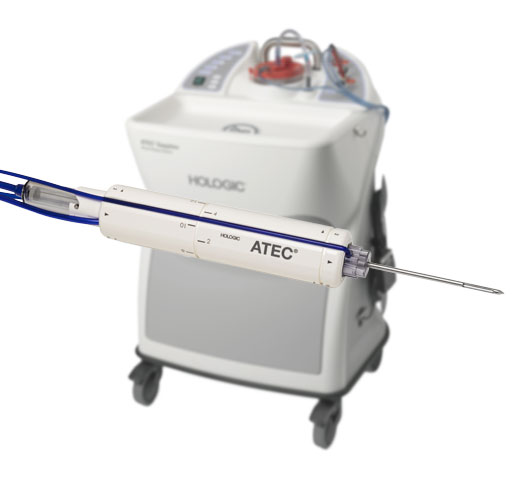 Sistema de biopsia de mama ATEC® sobre fondo blanco
