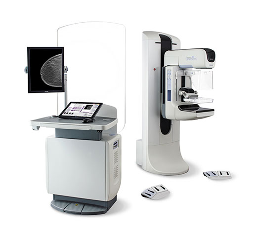 Sistema de mamografía digital Selenia® Dimensions® de Hologic sobre fondo blanco