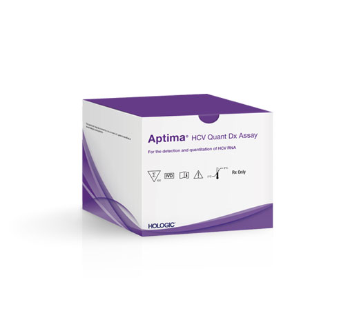 Ensayo Aptima™ HCV Quant Dx de Hologic sobre fondo blanco