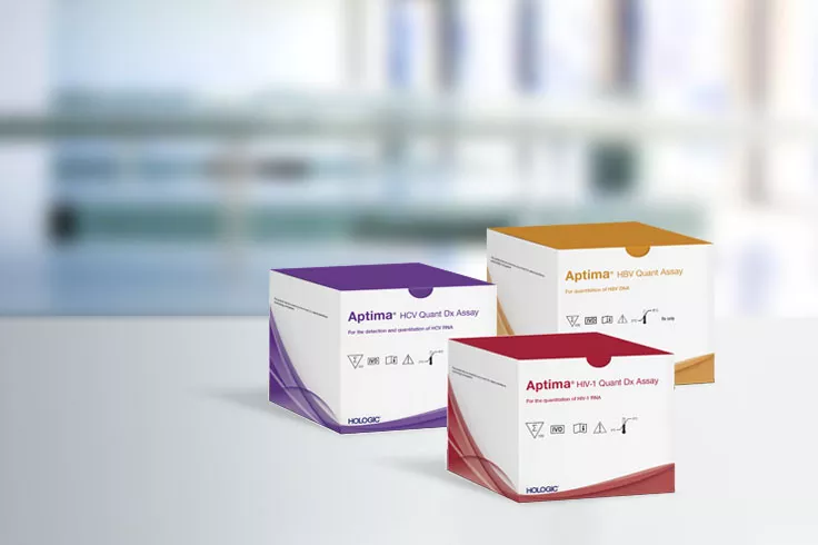 Cajas Aptima de Hologic con ensayos de detección de infecciones por el virus de la inmunodeficiencia humana 1 (VIH-1), el virus de la hepatitis C (VHC) y el virus de la hepatitis B (VHB)