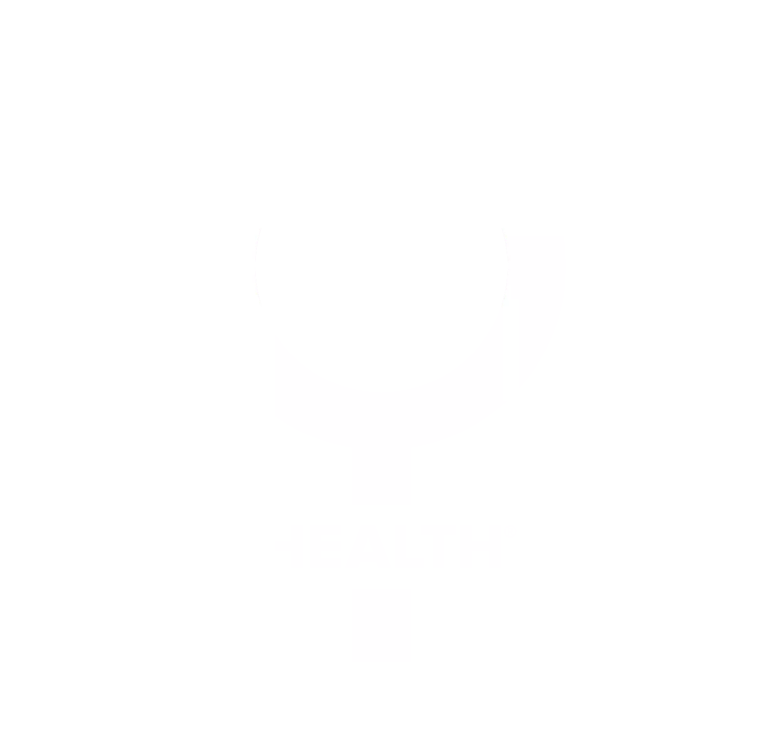 Logotipo sanitario blanco sobre fondo transparente